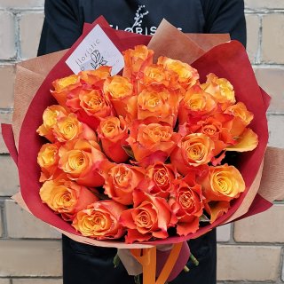 Букет роз Кения 25 шт «Лучи солнца»