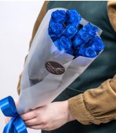 Букет из синих роз 60 см 9 шт «Роса после дождя»