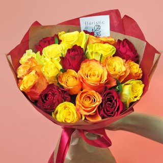 Роза Кения желто-красная 25 шт 