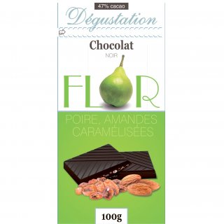 Шоколад Флор темный с грушей и миндалем в карамели