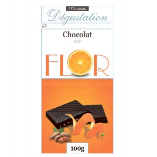 Шоколад Флор темный с миндалем и апельсиновой цедрой