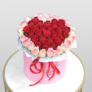 Композиция из кенийских роз Сердце «Пылкая Любовь»