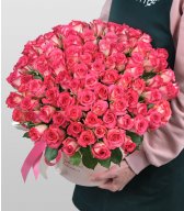 Розы Кения розовая 101 шт «Божественной»