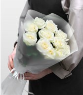 Букет белых Роз 11 шт 60 см «Белоснежная Красота»