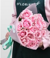 Букет розовых Роз 15 шт 60 см «Бономиана»