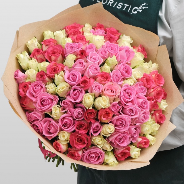 Букет из кенийских Роз 101 шт 40 см «Аннабет»