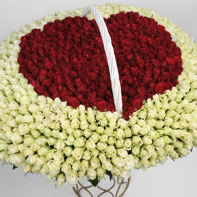 Букет из кенийских Роз 1001 шт «Пламенное Сердце»