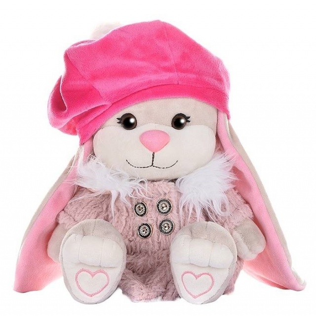 Мягкая Игрушка Jack&Lin, Зайка в Розовом пальто и Яркой шапочке , 25 см, в Коробке