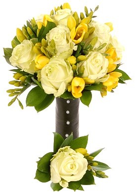 Букет из Роз и Фрезий «Огонь и лед»