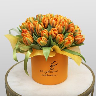 Композиция из Пионовидных Тюльпанов «Апельсиновое солнце»
