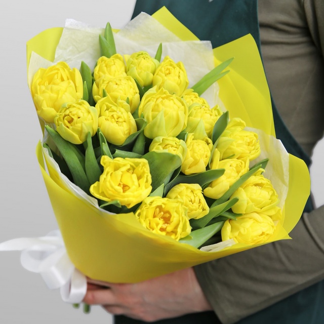 Букет Желтых Пионовидных Тюльпанов «Лимонный щербет»