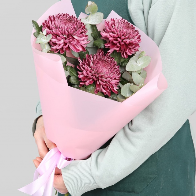 Букет Хризантем 3 шт «Глубина Ночи»