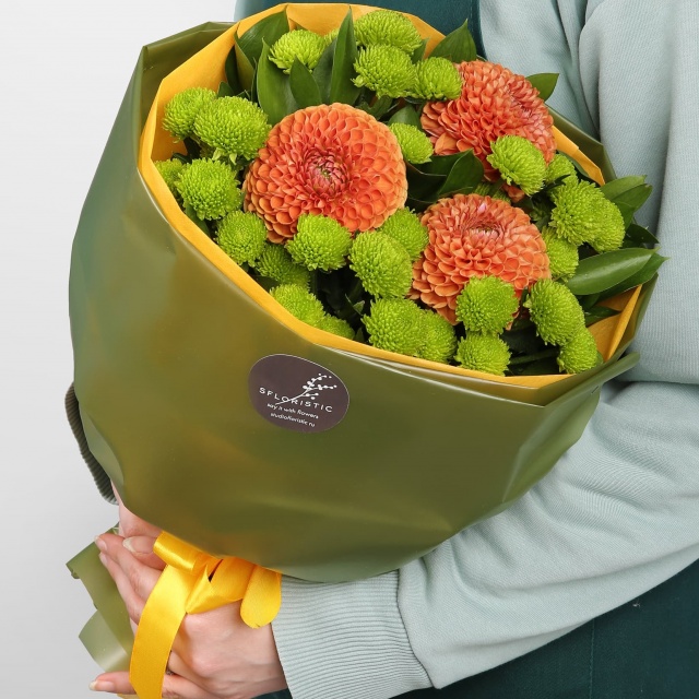 Букет из Георгин и Хризантемы «Сказка Осени»