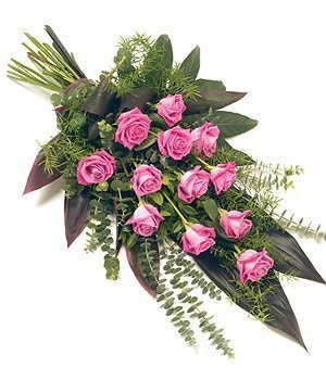 Букет из Роз и Аспидистры «Розовый сноп»