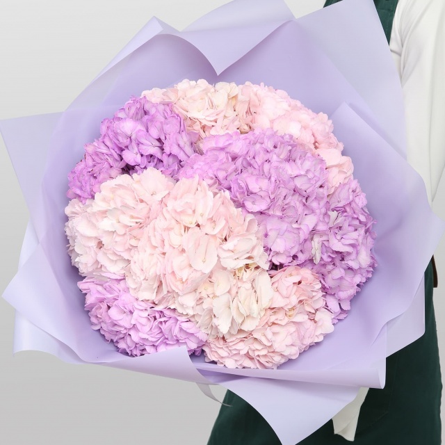 Букет из Гортензий 9 шт «Хрустальный закат»