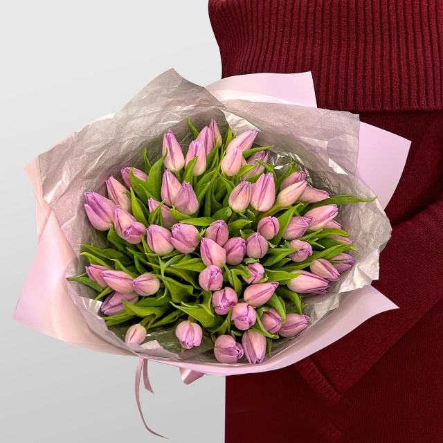 Букет из Тюльпанов «Сиреневая акварель»