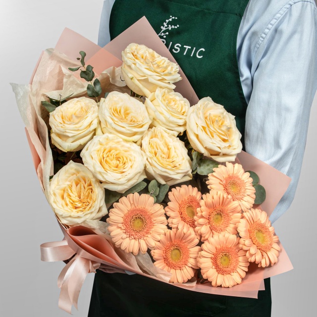 Букет из пионовидной Розы и Гермини «Карамельный сон» Букет из пионовидной Розы и Гермини «Карамельный сон»