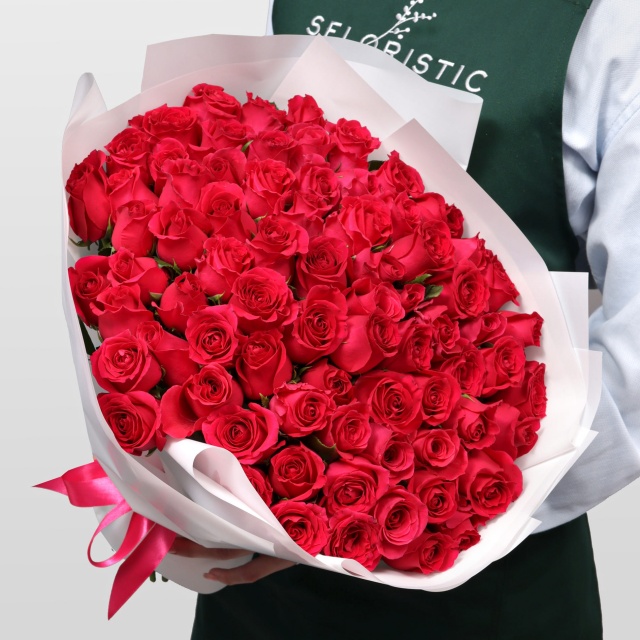 Букет Роз Кения 75 шт «Энергия любви»