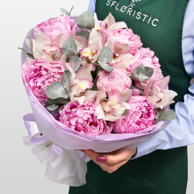 Букет из Пионов и Орхидей «Розовый кварц» Букет из Пионов и Орхидей «Розовый кварц»