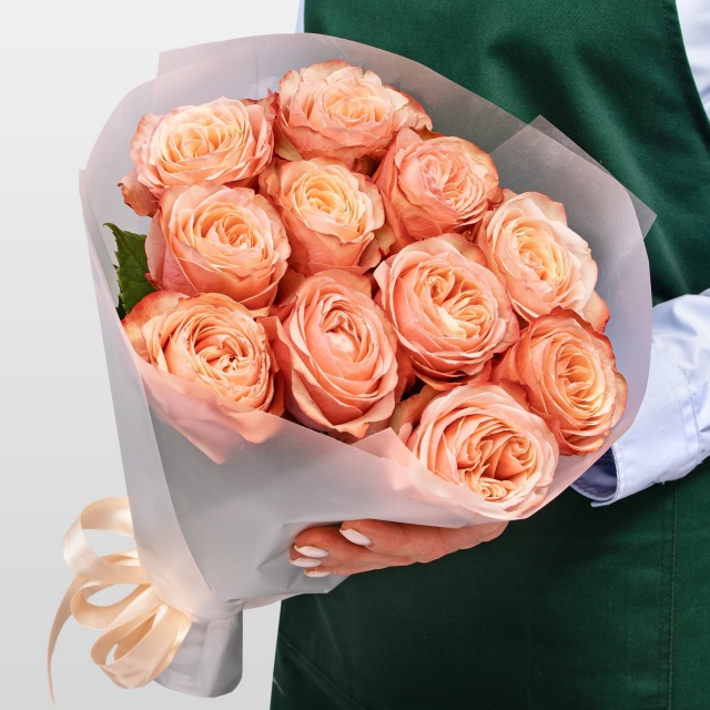 Букет Роз Эквадор 11 шт «Абрикосовый Рассвет»