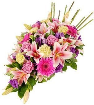 Траурный букет из Лилий, Роз и Гвоздик «Розовый»