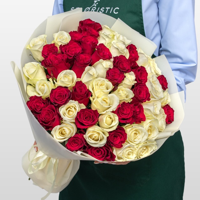 Букет Роз Кения 60 см 51 шт «Идеальная пара»