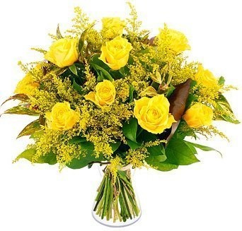 Букет из Роз и Солидаго «Мед и амбра»