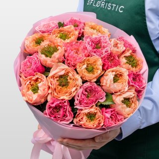 Букет из Пионовидных Роз Риджентс Парк и Питер Парк 23 шт «Фруктовый Сорбет» Букет из Пионовидных Роз Риджентс Парк и Питер Парк 23 шт «Фруктовый Сорбет»