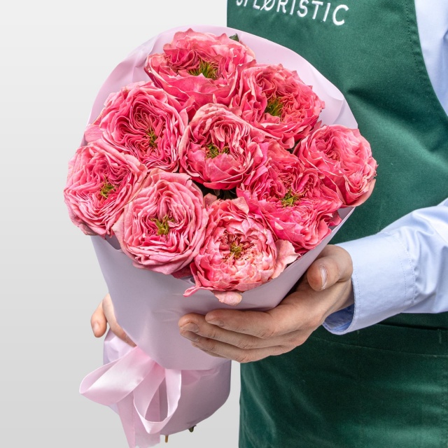 Букет из Пионовидных Роз Риджентс Парк 9 шт «Цветок Афродиты»