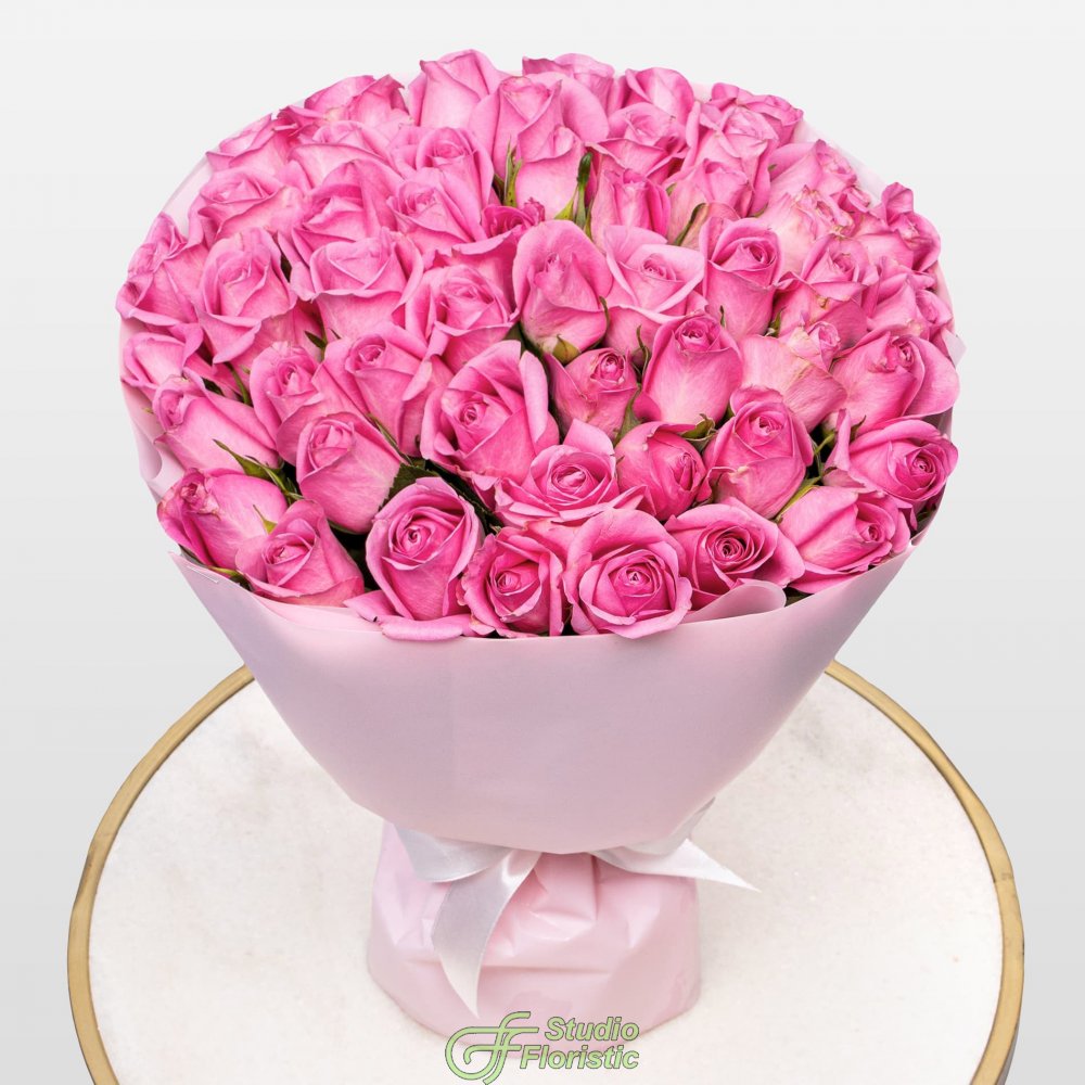 Букет розовых Роз Кения 40 см 51 шт «Любовь к Тебе» Букет розовых Роз Кения 40 см 51 шт «Любовь к Тебе»