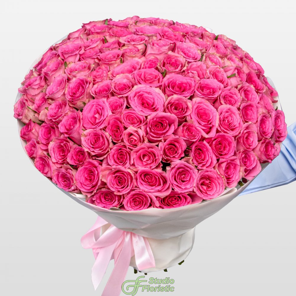 Букет розовых Роз Кения 40 см 101 шт «Сад Афродиты» Букет розовых Роз Кения 40 см 101 шт «Сад Афродиты»