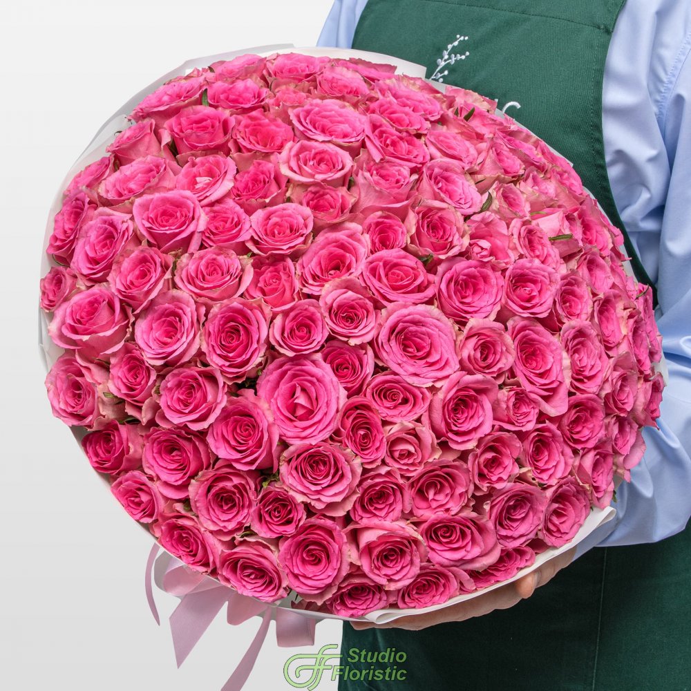 Букет розовых Роз Кения 40 см 101 шт «Сад Афродиты» Букет розовых Роз Кения 40 см 101 шт «Сад Афродиты»