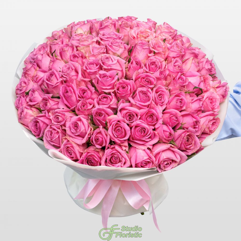 Букет розовых Роз Кения 40 см 101 шт «Всплеск Страсти» Букет розовых Роз Кения 40 см 101 шт «Всплеск Страсти»