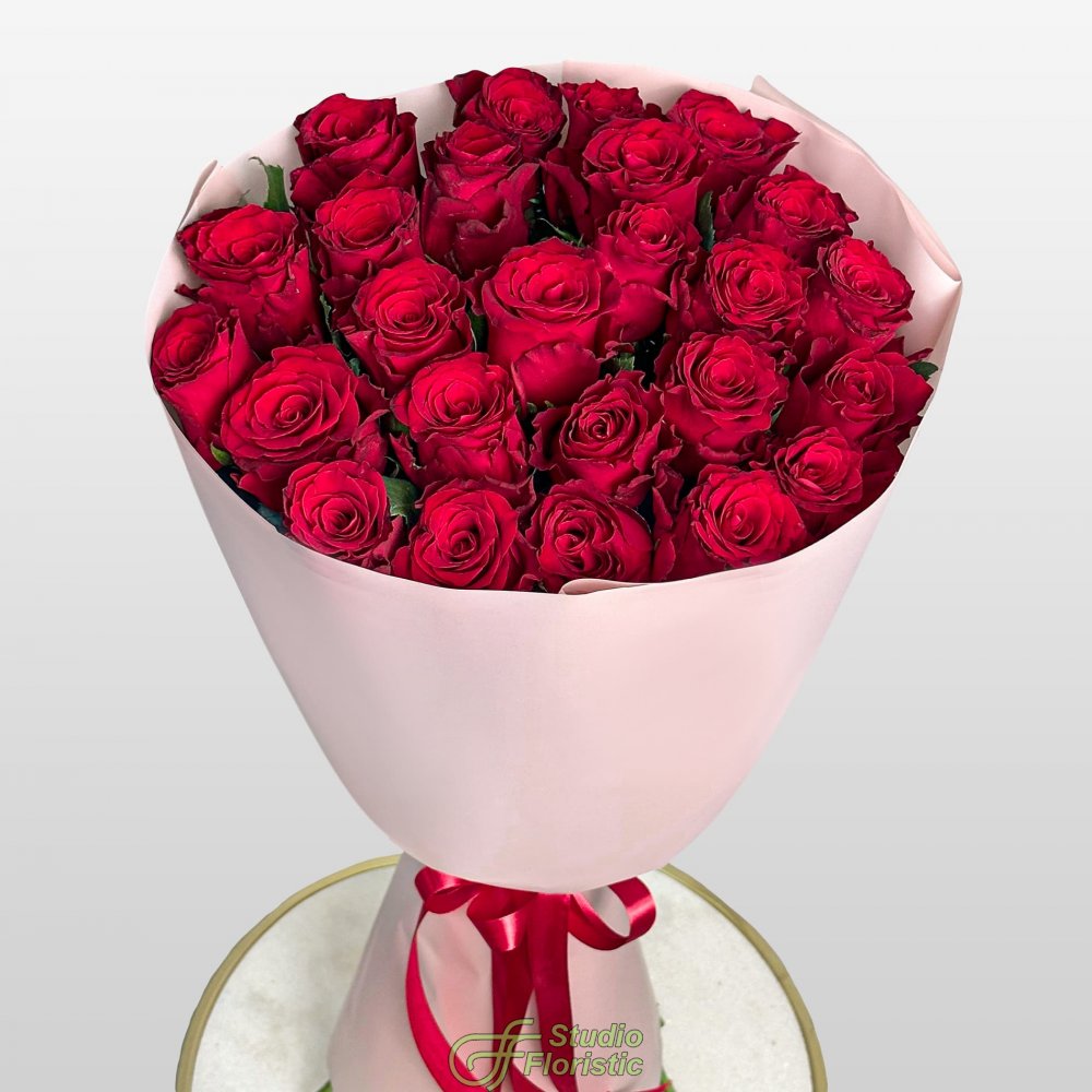 Букет из красных Роз 80 см 25 шт «Секрет Сердца» Букет из красных Роз 80 см 25 шт «Секрет Сердца»