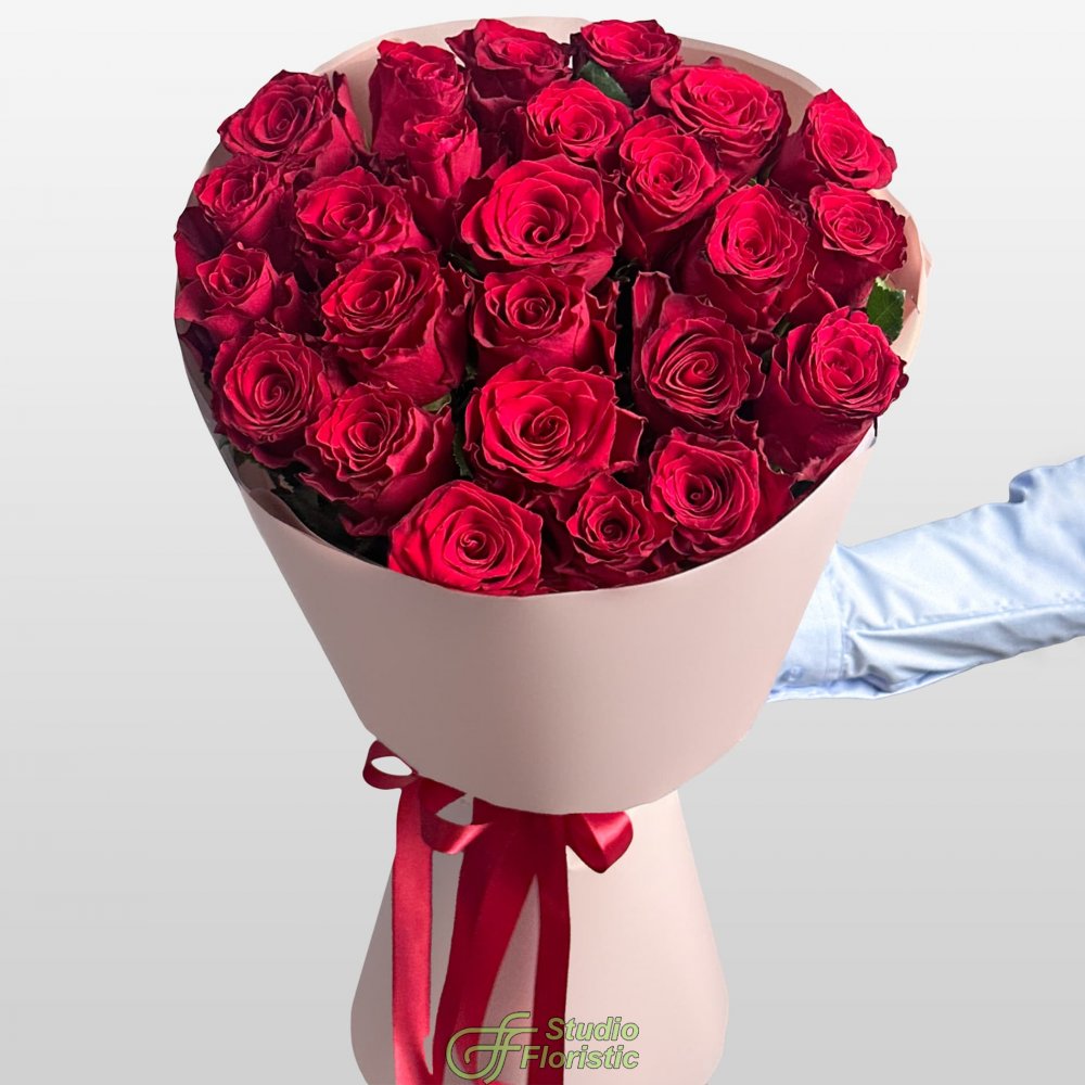 Букет из красных Роз 80 см 25 шт «Секрет Сердца» Букет из красных Роз 80 см 25 шт «Секрет Сердца»