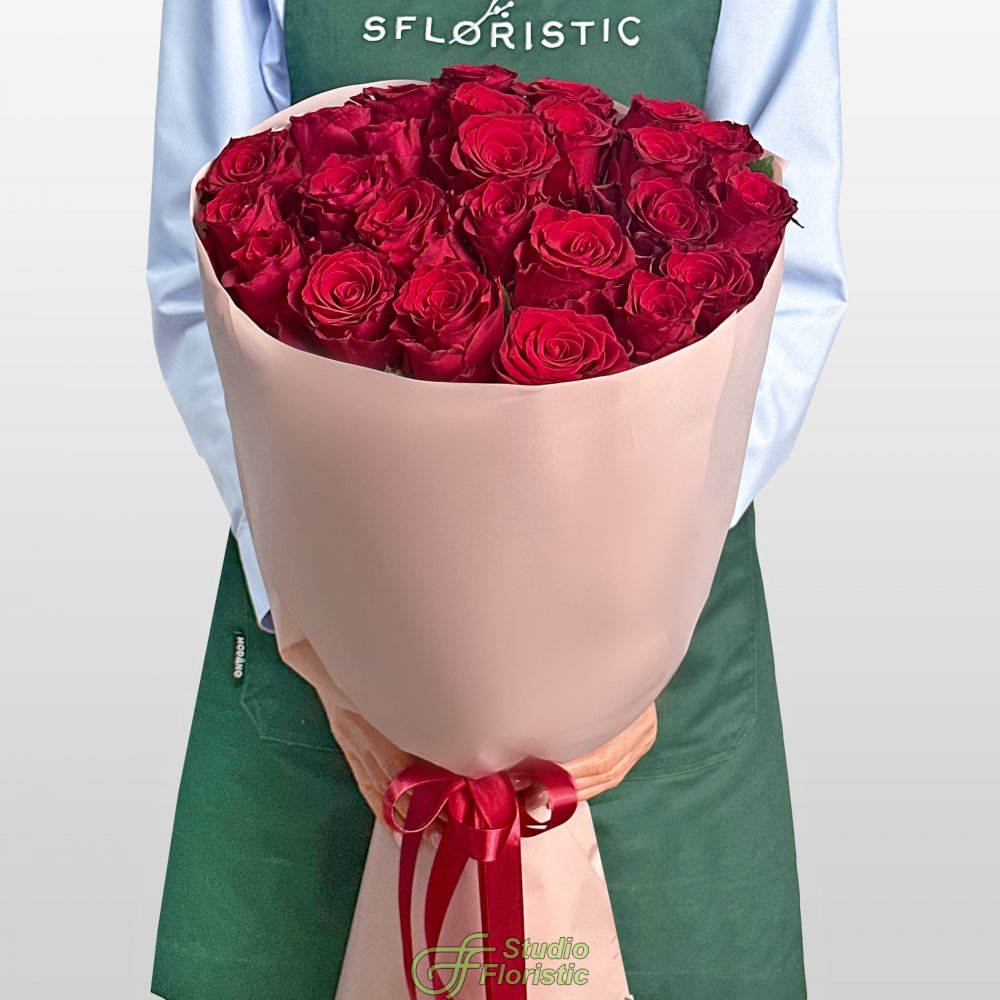 Букет из красных Роз 80 см 25 шт «Секрет Сердца» Букет из красных Роз 80 см 25 шт «Секрет Сердца»