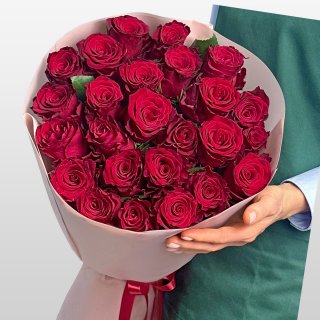 Букет из красных Роз 80 см 25 шт «Секрет Сердца»