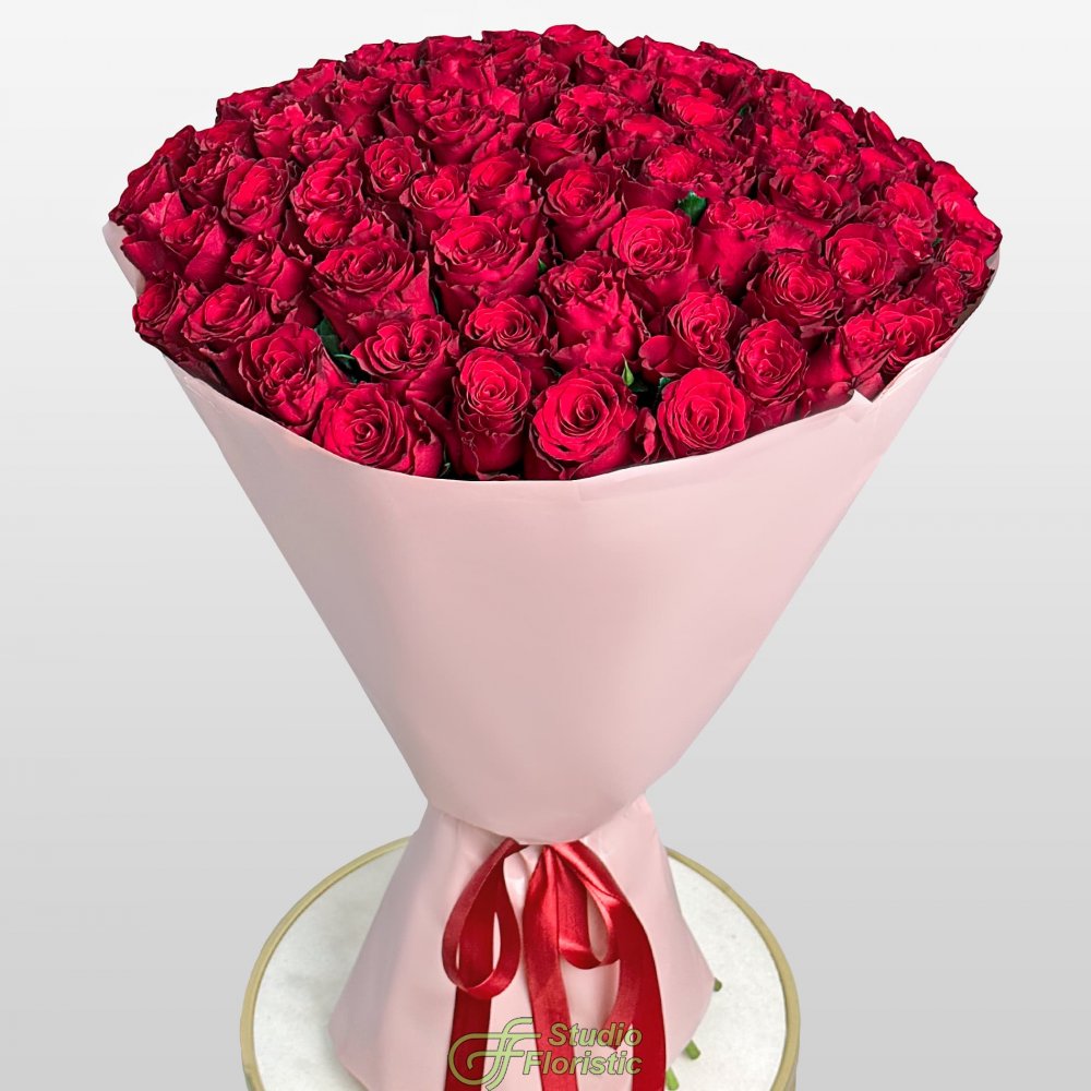 Букет из красных Роз 80 см 101 шт «Просто Люблю» Букет из красных Роз 80 см 101 шт «Просто Люблю»