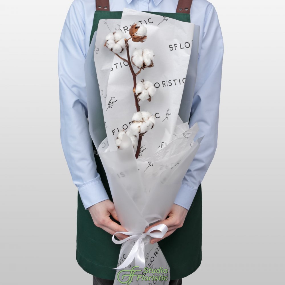 Букет из ветки Хлопка «Мягкое Прикосновение» Букет из ветки Хлопка «Мягкое Прикосновение»