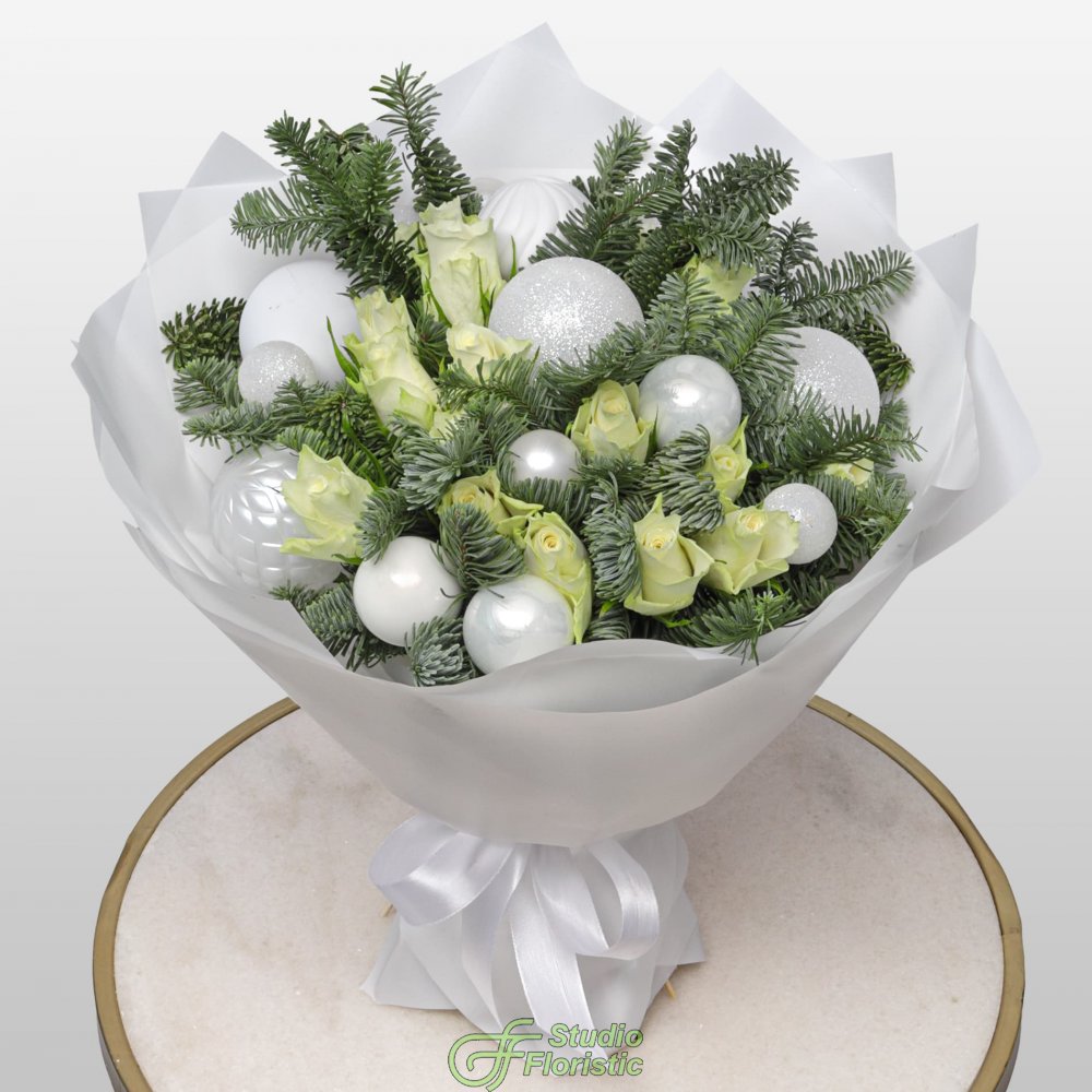 Новогодний букет из Нобилиса и Роз «Праздничное Сияние» Новогодний букет из Нобилиса и Роз «Праздничное Сияние»