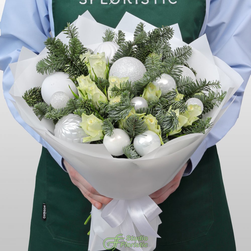 Новогодний букет из Нобилиса и Роз «Праздничное Сияние» Новогодний букет из Нобилиса и Роз «Праздничное Сияние»
