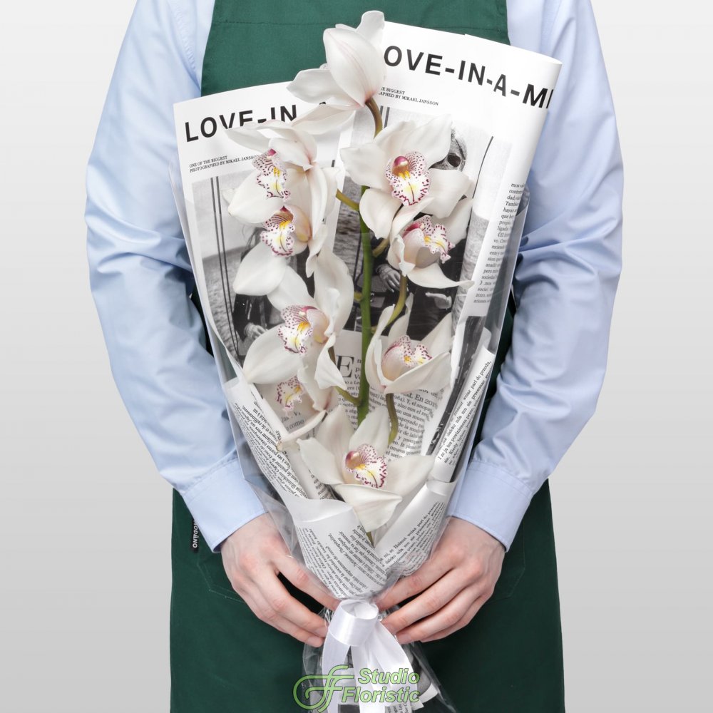 Букет из ветки Белой Орхидеи «Чистый Лист» Букет из ветки Белой Орхидеи «Чистый Лист»