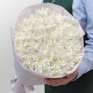 Букет из Белых Хризантем 15 шт «Нежность Ангела»