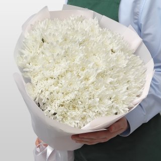 Букет из Белых Хризантем 25 шт «Звездная Россыпь»