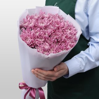 Букет из Сиреневых Хризантем 15 шт «Аристократка»