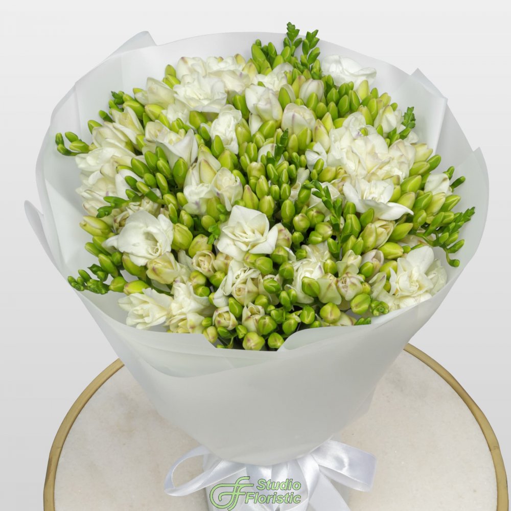 Букет из Белых Фрезий 51 шт «Ванильные сны» Букет из Белых Фрезий 51 шт «Ванильные сны»