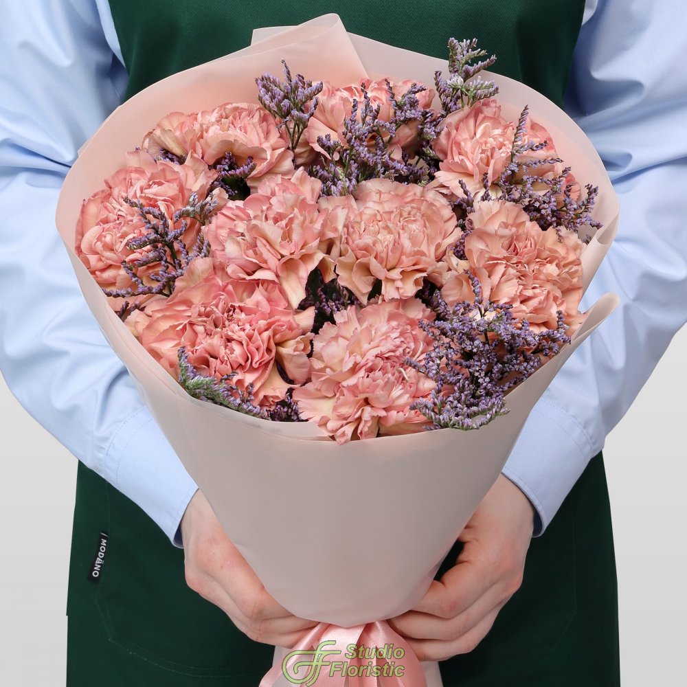 Букет из Гвоздик и Лимониума «Маленькое счастье» Букет из Гвоздик и Лимониума «Маленькое счастье»