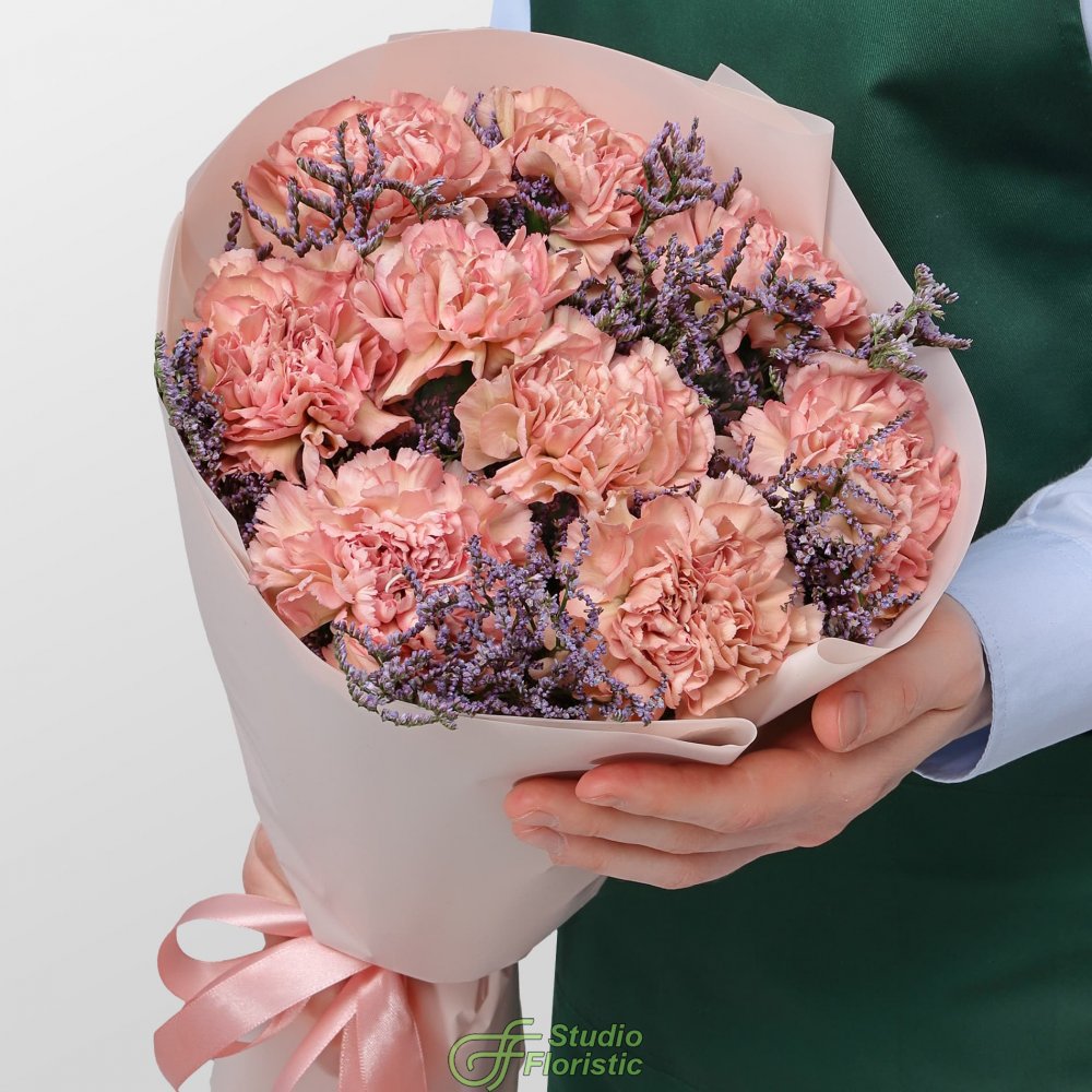 Букет из Гвоздик и Лимониума «Маленькое счастье» Букет из Гвоздик и Лимониума «Маленькое счастье»