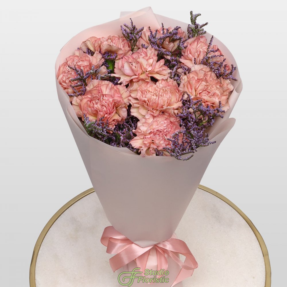 Букет из Гвоздик и Лимониума «Маленькое счастье» Букет из Гвоздик и Лимониума «Маленькое счастье»