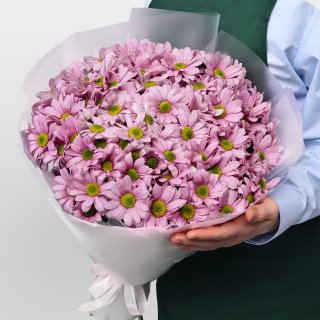 Букет из Розовых Кустовых Хризантем 15 шт «Розовое пралине»